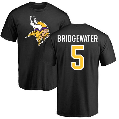NFL Nike Minnesota Vikings #5 Teddy Bridgewater Black Name & Number Logo T-Shirt