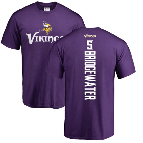 NFL Nike Minnesota Vikings #5 Teddy Bridgewater Purple Backer T-Shirt