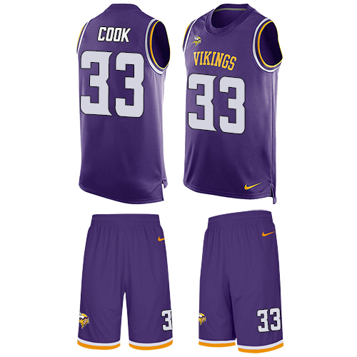 Men's Nike Minnesota Vikings #33 Dalvin Cook Limited Purple Tank Top Suit NFL Jersey