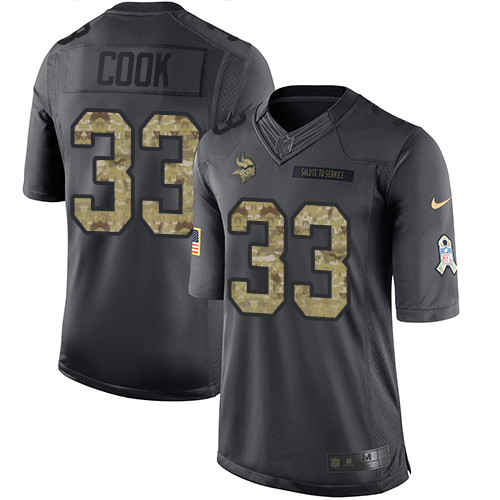 Youth Nike Minnesota Vikings #33 Dalvin Cook Limited Black 2016 Salute to Service NFL Jersey