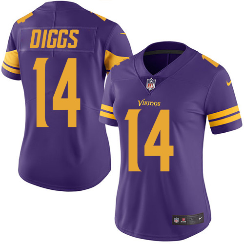 Women's Nike Minnesota Vikings #14 Stefon Diggs Elite Purple Rush Vapor Untouchable NFL Jersey