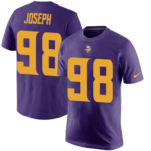 NFL Nike Minnesota Vikings #98 Linval Joseph Purple Rush Pride Name & Number T-Shirt