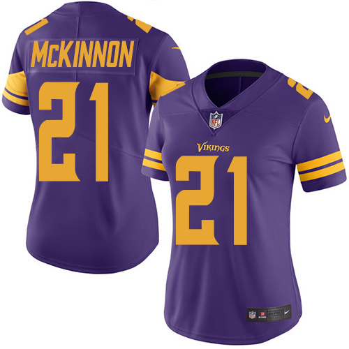 Women's Nike Minnesota Vikings #21 Jerick McKinnon Limited Purple Rush Vapor Untouchable NFL Jersey