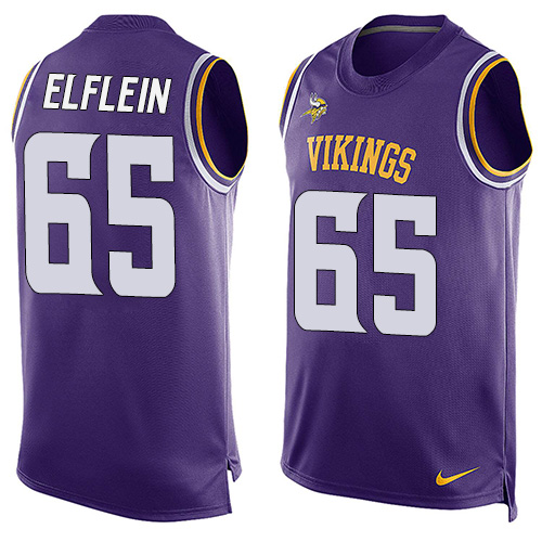 Men's Nike Minnesota Vikings #65 Pat Elflein Limited Purple Player Name & Number Tank Top NFL Jersey