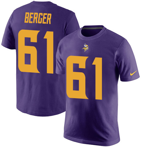 NFL Nike Minnesota Vikings #61 Joe Berger Purple Rush Pride Name & Number T-Shirt