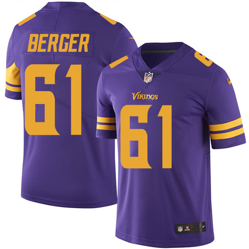 Men's Nike Minnesota Vikings #61 Joe Berger Limited Purple Rush Vapor Untouchable NFL Jersey