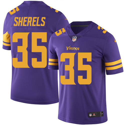 Men's Nike Minnesota Vikings #35 Marcus Sherels Limited Purple Rush Vapor Untouchable NFL Jersey