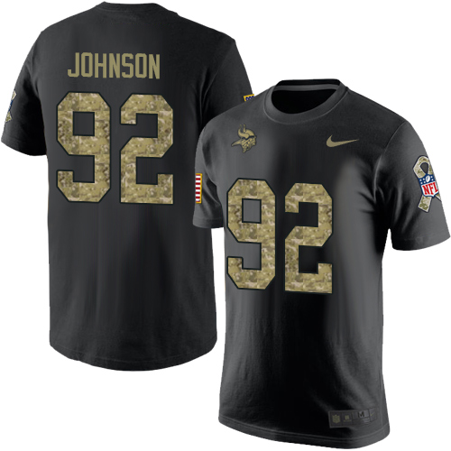 NFL Nike Minnesota Vikings #92 Tom Johnson Black Camo Salute to Service T-Shirt