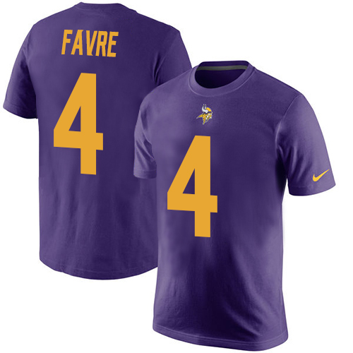 NFL Nike Minnesota Vikings #4 Brett Favre Purple Rush Pride Name & Number T-Shirt