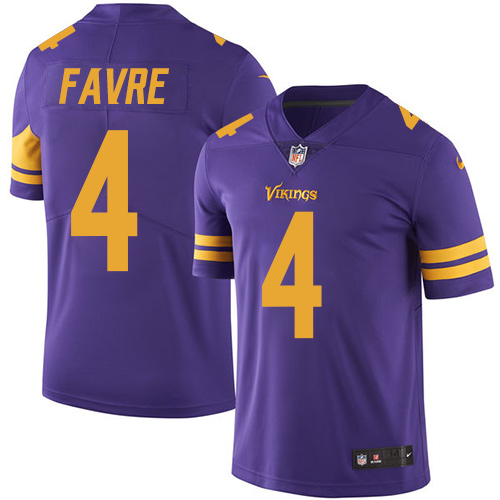 Youth Nike Minnesota Vikings #4 Brett Favre Elite Purple Rush Vapor Untouchable NFL Jersey