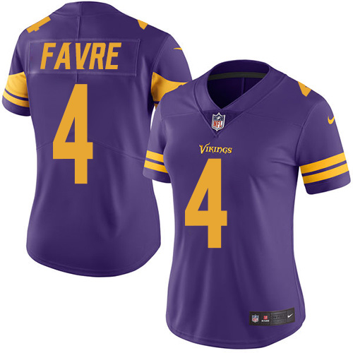Women's Nike Minnesota Vikings #4 Brett Favre Limited Purple Rush Vapor Untouchable NFL Jersey