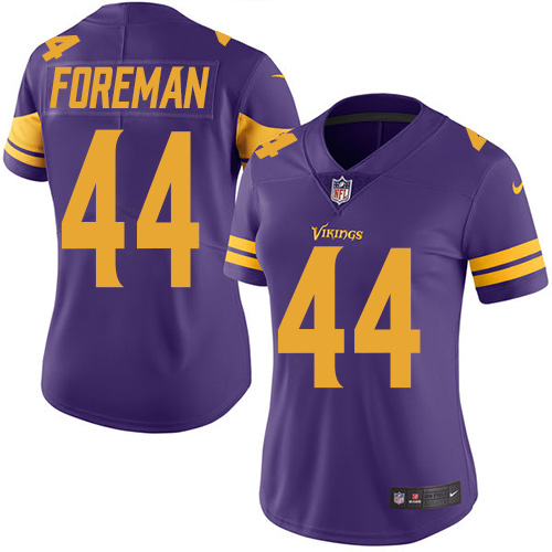 Women's Nike Minnesota Vikings #44 Chuck Foreman Elite Purple Rush Vapor Untouchable NFL Jersey