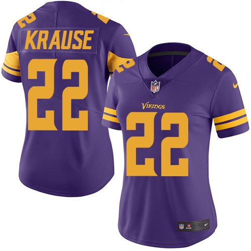 Women's Nike Minnesota Vikings #22 Paul Krause Elite Purple Rush Vapor Untouchable NFL Jersey