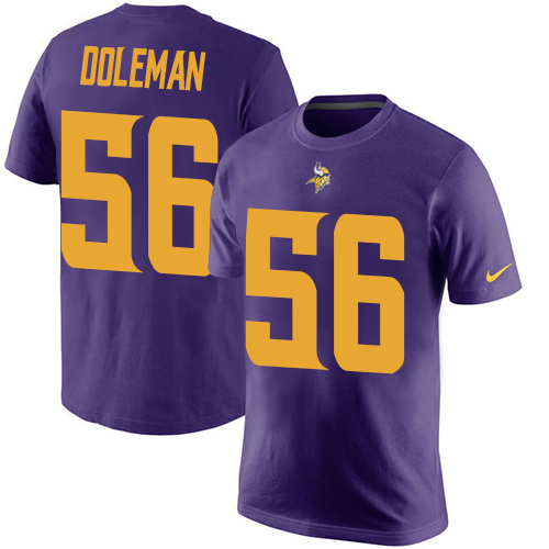 NFL Nike Minnesota Vikings #56 Chris Doleman Purple Rush Pride Name & Number T-Shirt