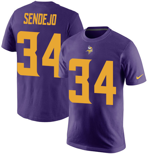NFL Nike Minnesota Vikings #34 Andrew Sendejo Purple Rush Pride Name & Number T-Shirt