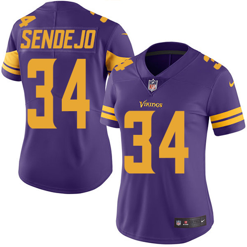 Women's Nike Minnesota Vikings #34 Andrew Sendejo Elite Purple Rush Vapor Untouchable NFL Jersey