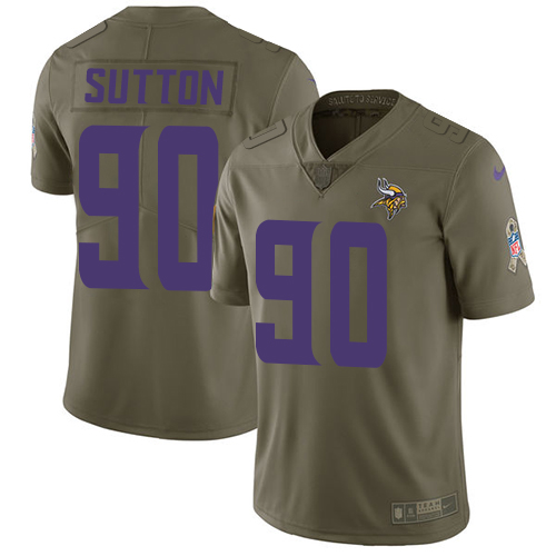 Men's Nike Minnesota Vikings #90 Will Sutton Limited Olive 2017 Salute to Service NFL Jersey