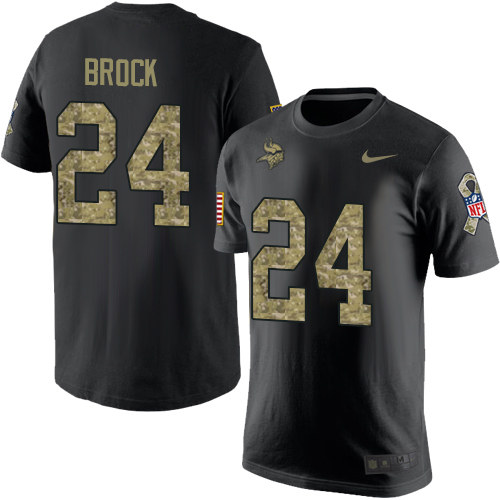 NFL Nike Minnesota Vikings #24 Tramaine Brock Black Camo Salute to Service T-Shirt