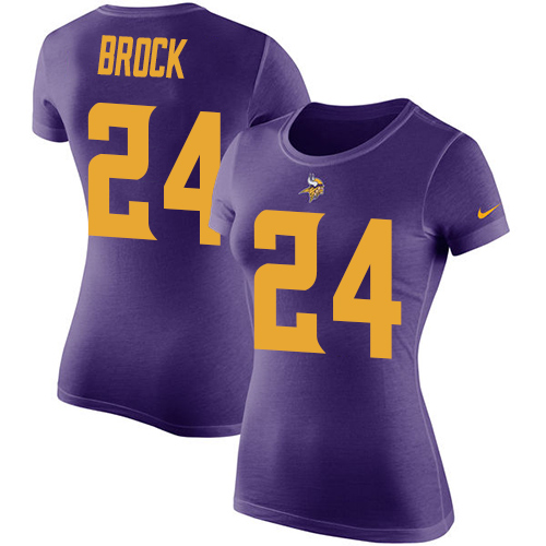 NFL Women's Nike Minnesota Vikings #24 Tramaine Brock Purple Rush Pride Name & Number T-Shirt