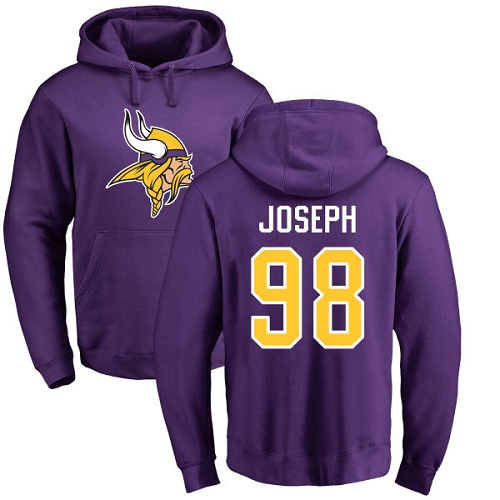 NFL Nike Minnesota Vikings #98 Linval Joseph Purple Name & Number Logo Pullover Hoodie