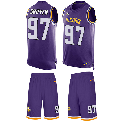Men's Nike Minnesota Vikings #97 Everson Griffen Limited Purple Tank Top Suit NFL Jersey