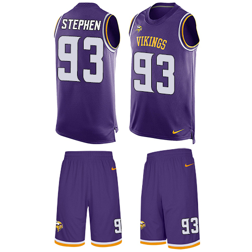 Men's Nike Minnesota Vikings #93 Shamar Stephen Limited Purple Tank Top Suit NFL Jersey