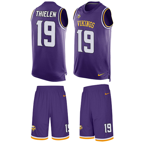 Men's Nike Minnesota Vikings #19 Adam Thielen Limited Purple Tank Top Suit NFL Jersey