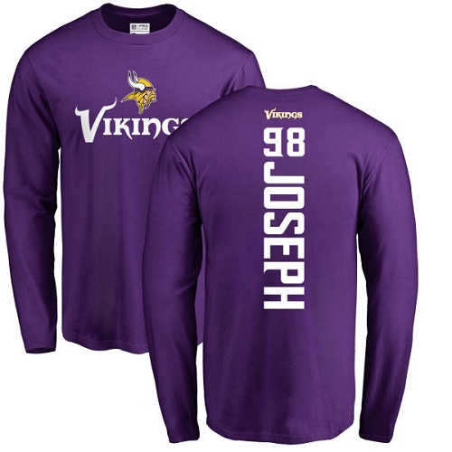 NFL Nike Minnesota Vikings #98 Linval Joseph Purple Backer Long Sleeve T-Shirt