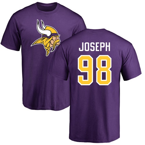 NFL Nike Minnesota Vikings #98 Linval Joseph Purple Name & Number Logo T-Shirt