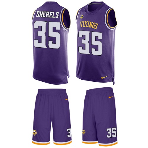 Men's Nike Minnesota Vikings #35 Marcus Sherels Limited Purple Tank Top Suit NFL Jersey