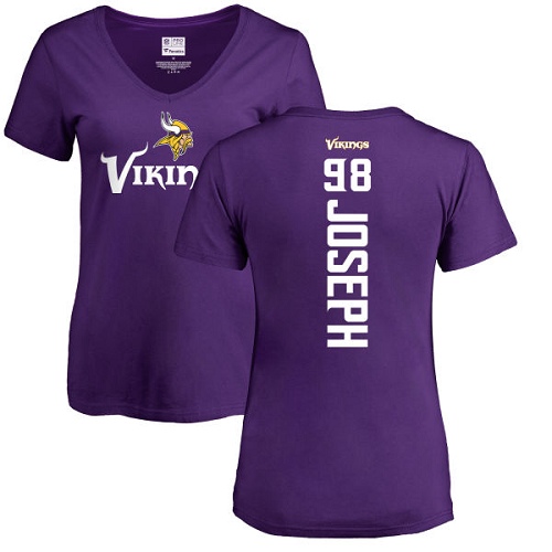 NFL Women's Nike Minnesota Vikings #98 Linval Joseph Purple Backer Slim Fit T-Shirt