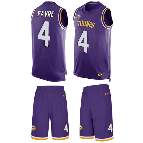 Men's Nike Minnesota Vikings #4 Brett Favre Limited Purple Tank Top Suit NFL Jersey