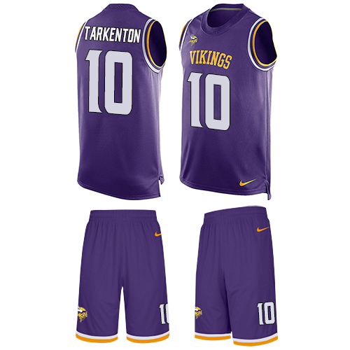Men's Nike Minnesota Vikings #10 Fran Tarkenton Limited Purple Tank Top Suit NFL Jersey