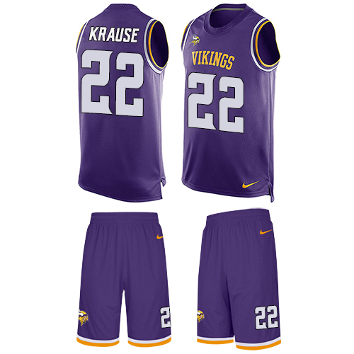 Men's Nike Minnesota Vikings #22 Paul Krause Limited Purple Tank Top Suit NFL Jersey