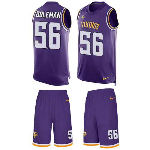 Men's Nike Minnesota Vikings #56 Chris Doleman Limited Purple Tank Top Suit NFL Jersey