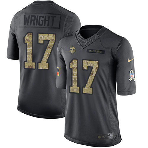Men's Nike Minnesota Vikings #17 Jarius Wright Limited Black 2016 Salute to Service NFL Jersey