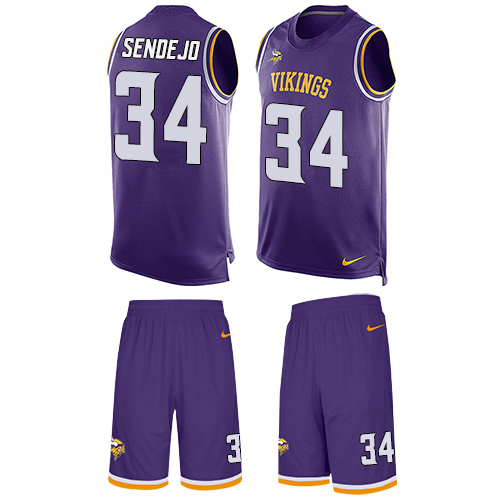 Men's Nike Minnesota Vikings #34 Andrew Sendejo Limited Purple Tank Top Suit NFL Jersey