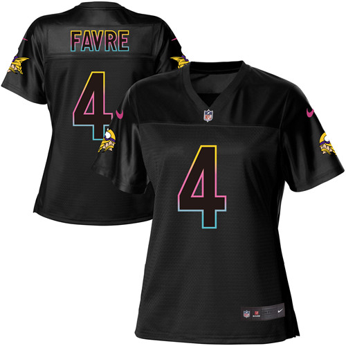 Women's Nike Minnesota Vikings #4 Brett Favre Game Black Fashion NFL Jersey