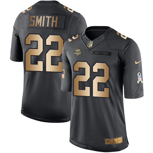 Men's Nike Minnesota Vikings #22 Harrison Smith Limited Black/Gold Salute to Service NFL Jersey