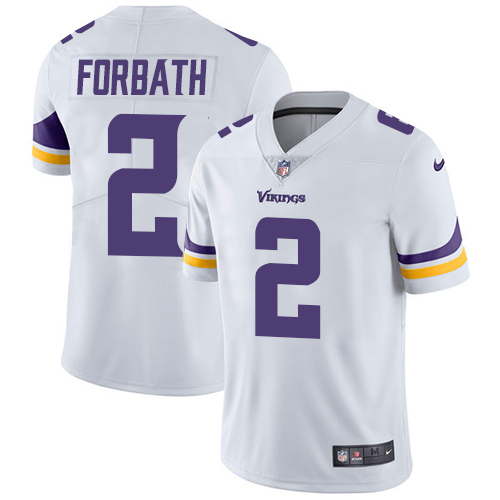 Men's Nike Minnesota Vikings #2 Kai Forbath White Vapor Untouchable Limited Player NFL Jersey