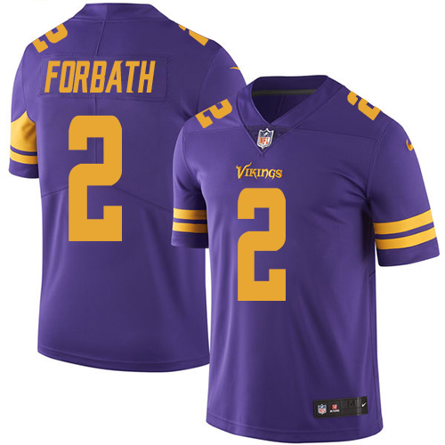 Men's Nike Minnesota Vikings #2 Kai Forbath Limited Purple Rush Vapor Untouchable NFL Jersey