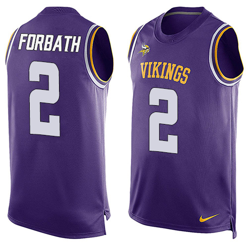 Men's Nike Minnesota Vikings #2 Kai Forbath Limited Purple Player Name & Number Tank Top NFL Jersey