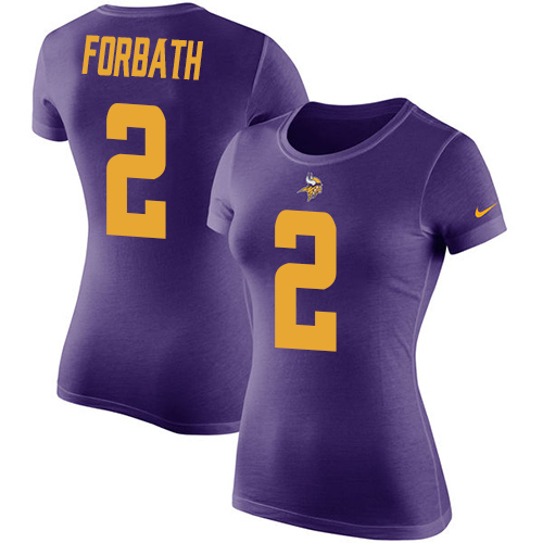 NFL Women's Nike Minnesota Vikings #2 Kai Forbath Purple Rush Pride Name & Number T-Shirt
