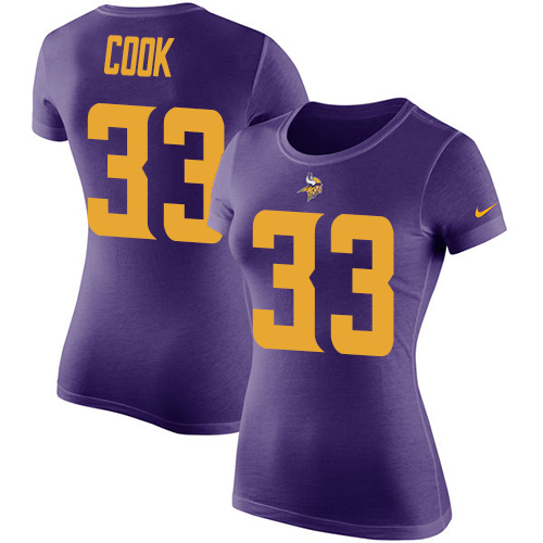 NFL Women's Nike Minnesota Vikings #33 Dalvin Cook Purple Rush Pride Name & Number T-Shirt