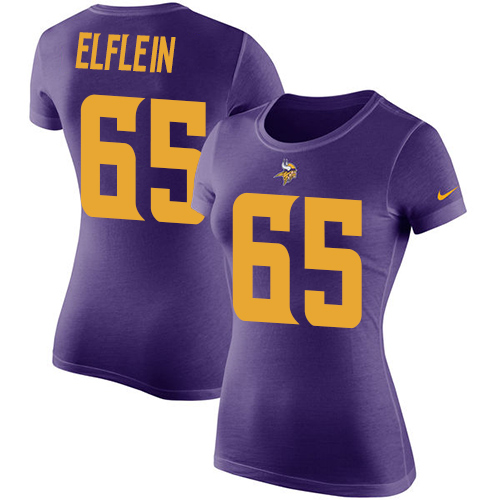 NFL Women's Nike Minnesota Vikings #65 Pat Elflein Purple Rush Pride Name & Number T-Shirt