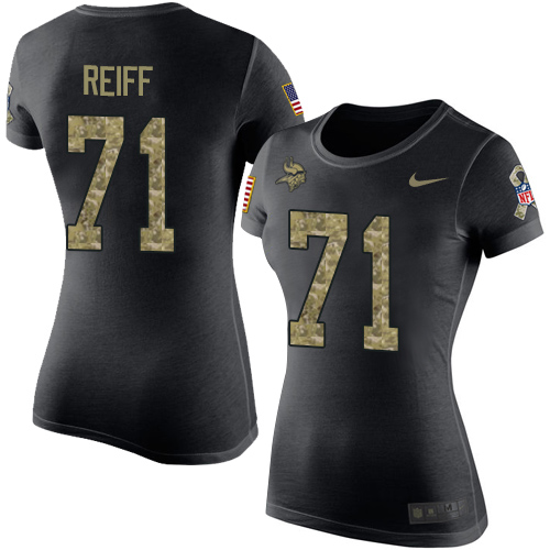 NFL Women's Nike Minnesota Vikings #71 Riley Reiff Black Camo Salute to Service T-Shirt