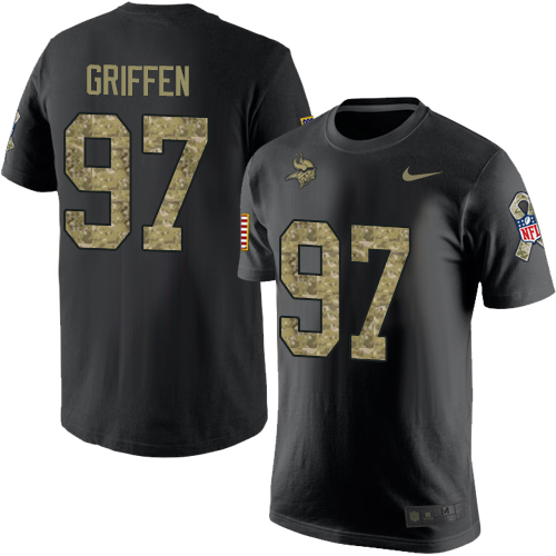 NFL Nike Minnesota Vikings #97 Everson Griffen Black Camo Salute to Service T-Shirt