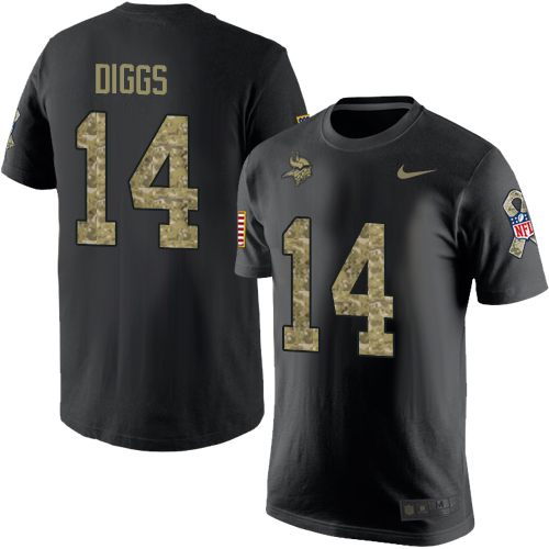 NFL Nike Minnesota Vikings #14 Stefon Diggs Black Camo Salute to Service T-Shirt