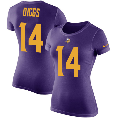 NFL Women's Nike Minnesota Vikings #14 Stefon Diggs Purple Rush Pride Name & Number T-Shirt