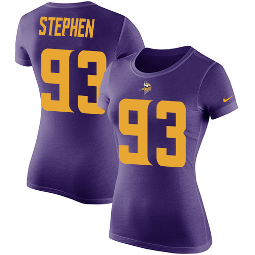 NFL Women's Nike Minnesota Vikings #93 Shamar Stephen Purple Rush Pride Name & Number T-Shirt
